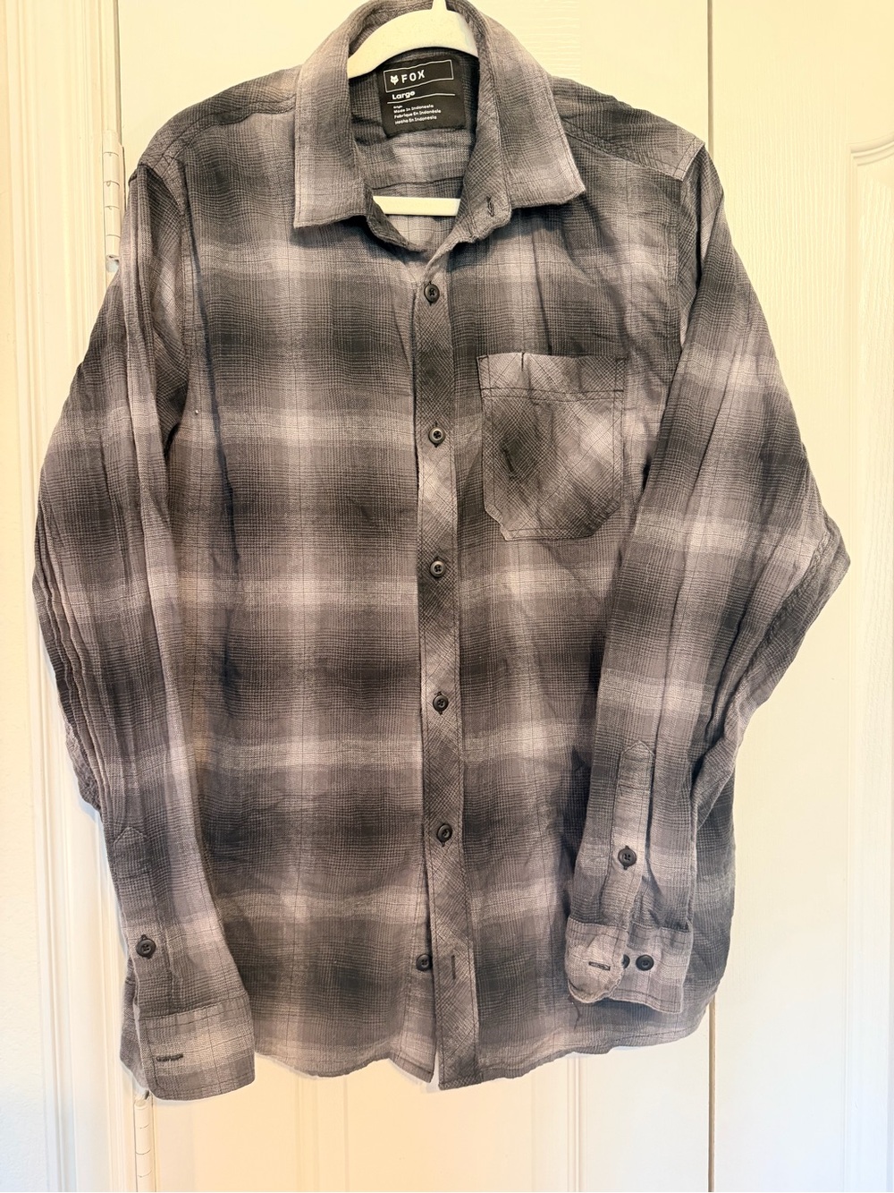 Fox Black and Gray Plaid Button-Down Shirt
